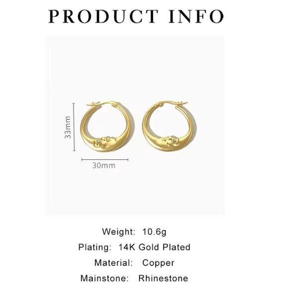 Gold Moon Hoop Minimalist Earrings Earrings - Picture 6 of 6